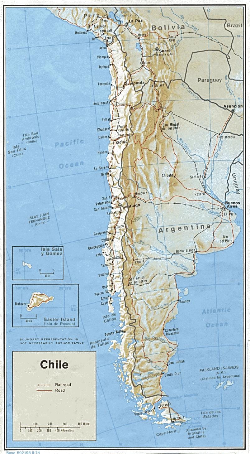 Chile járnbraut kort