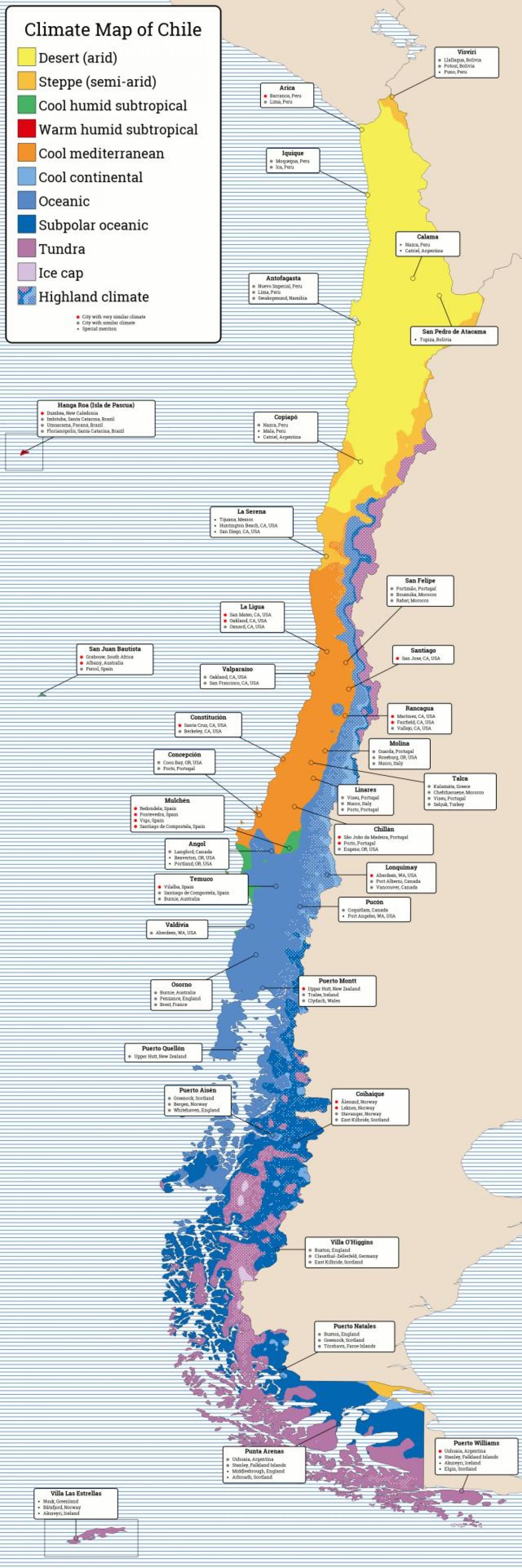 Kort af Chile loftslag