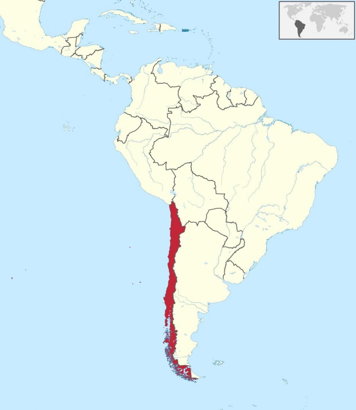 Chile á suður-ameríku kort