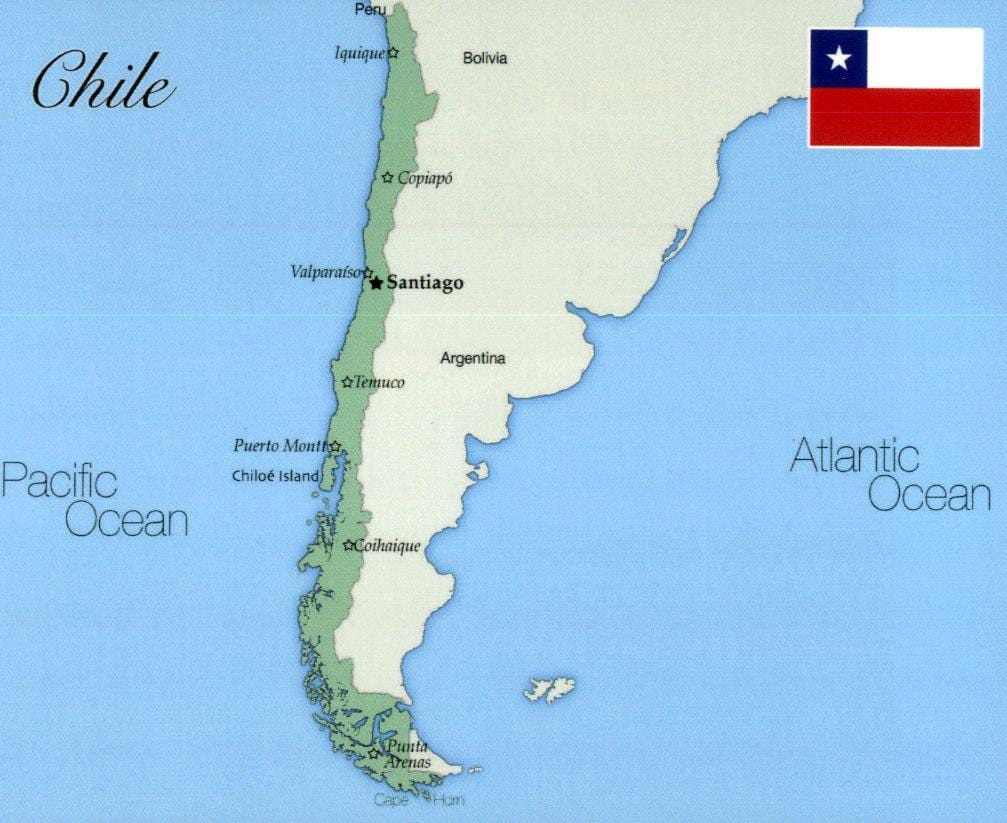 Kort af dag Chile
