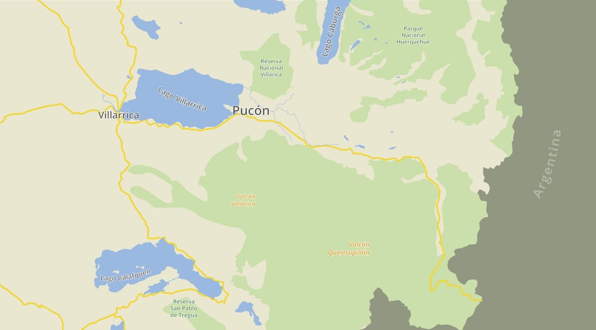 Kort af pucon Chile