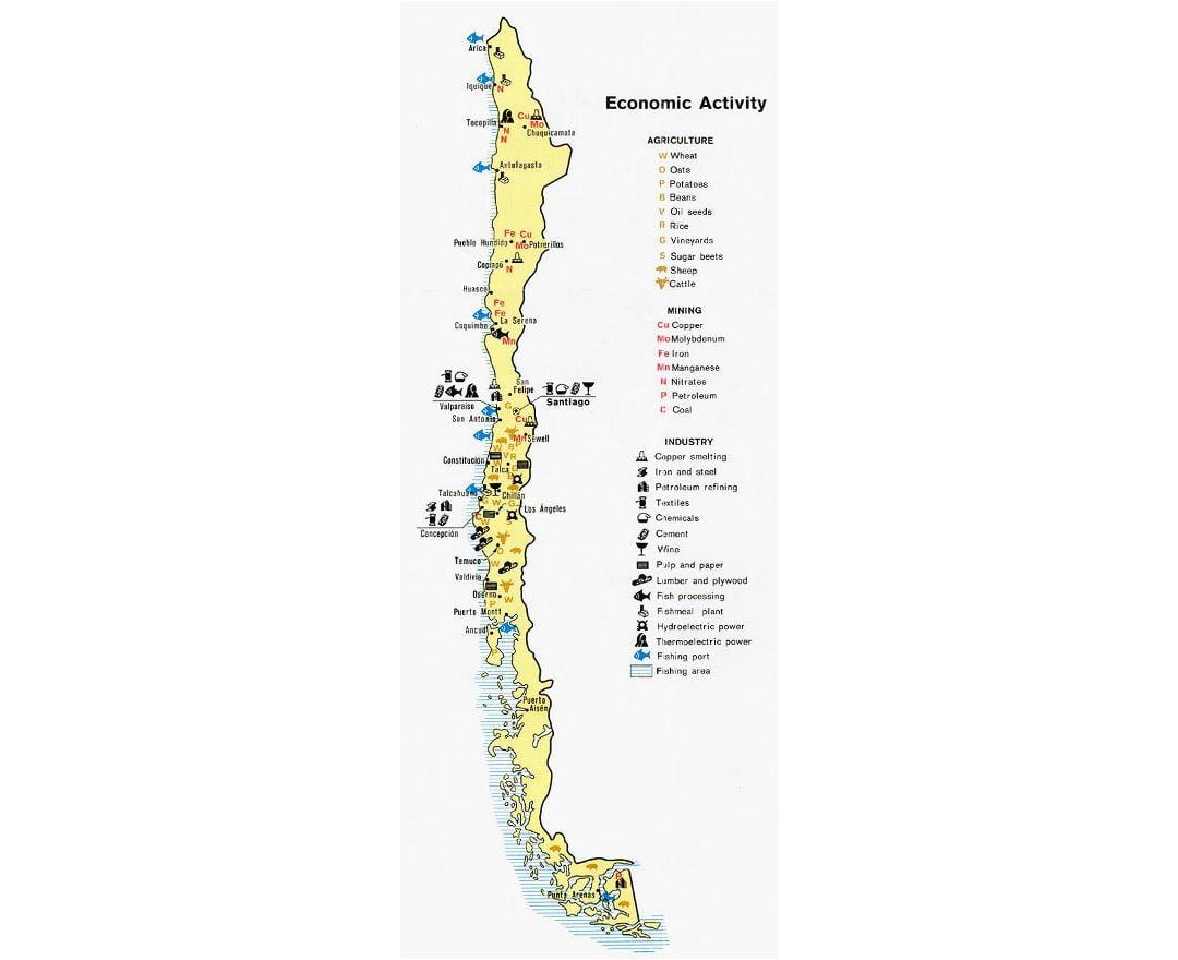 Kort af Chile höfnum