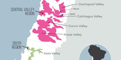 Kort af central valley Chile