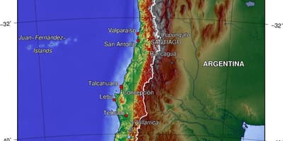 Fjöll í Chile kort