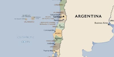 Kort af pólitískum Chile